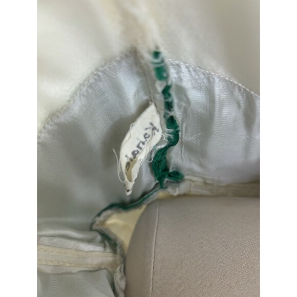 Vintage 1950s Cupcake Prom Dress SZ XS Gown Tulle Strapless white green sequence - Picture 8 of 16
